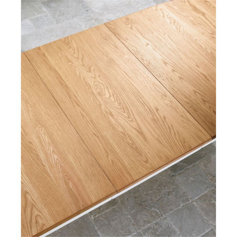 China Manufacturer Wholesale Two Tone Solid Oak with White Painted Wooden 4-6 Extending Circular Dining Table Dining Room Round Painting Extension Tables