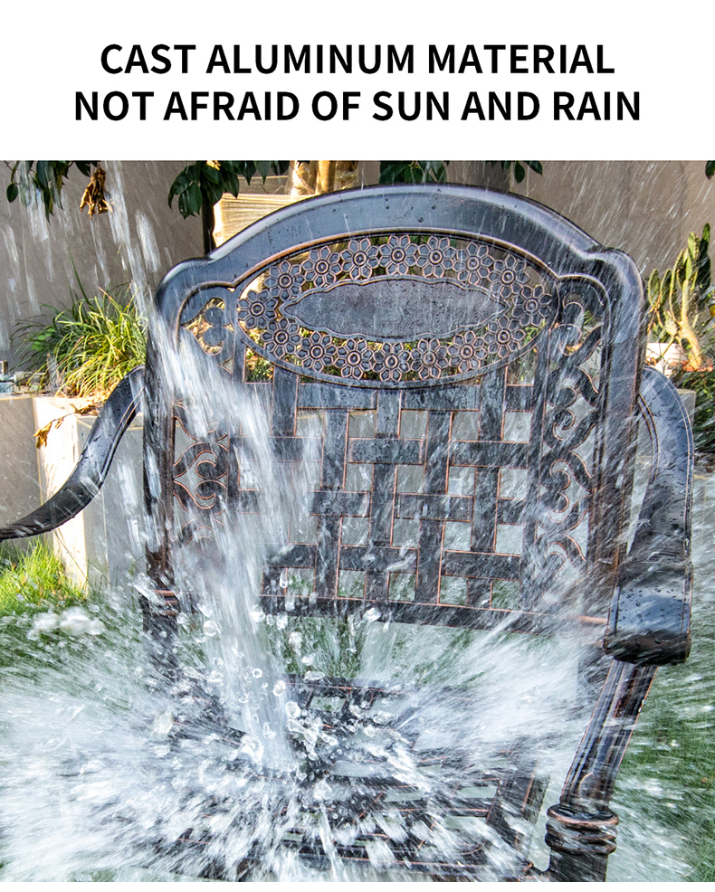 Wholesale Outdoor Antirust Cast Aluminum Round Patio Dining Table Set for Courtyard