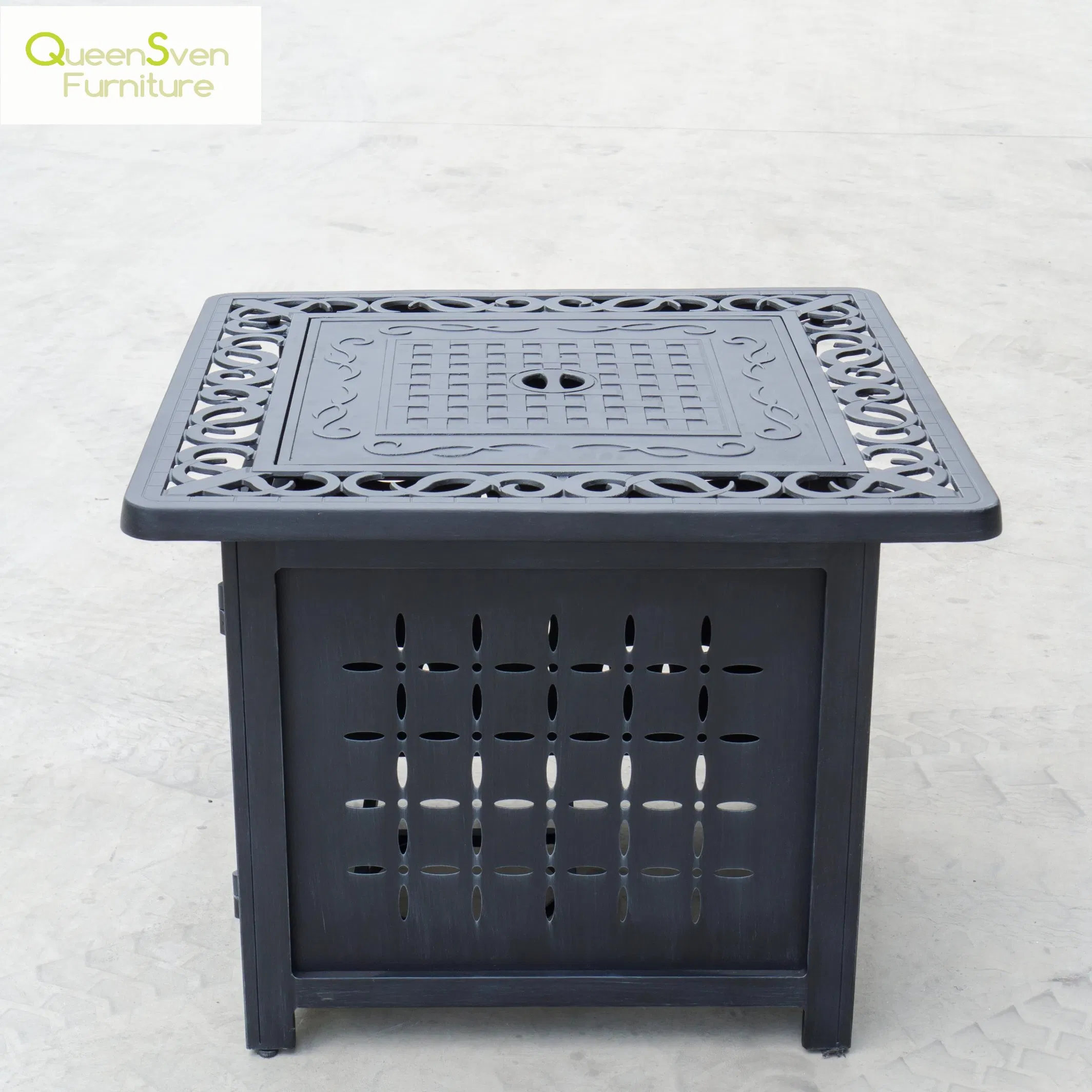 Functional Outdoor Square Dining Table with Cast Aluminium Fire Pit