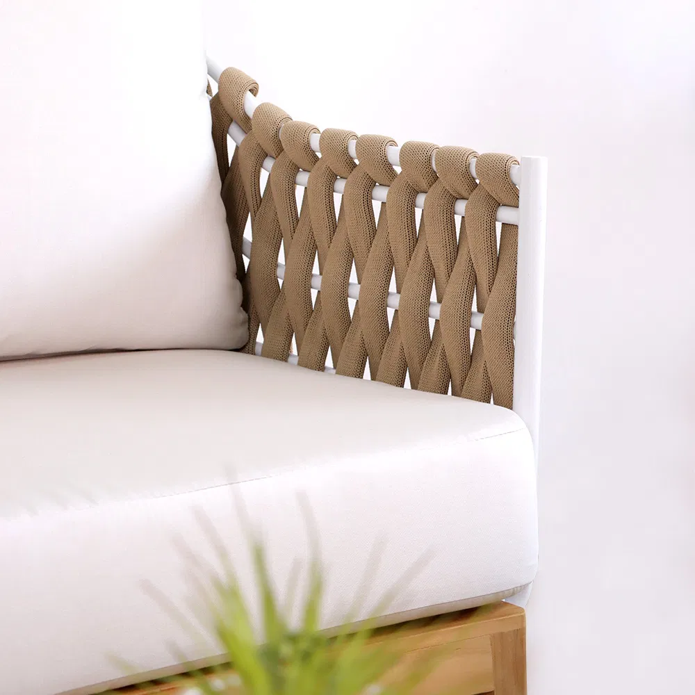 Modern Luxury Outdoor Sectional Sofa Wooden Rope Garden Outdoor Sofa