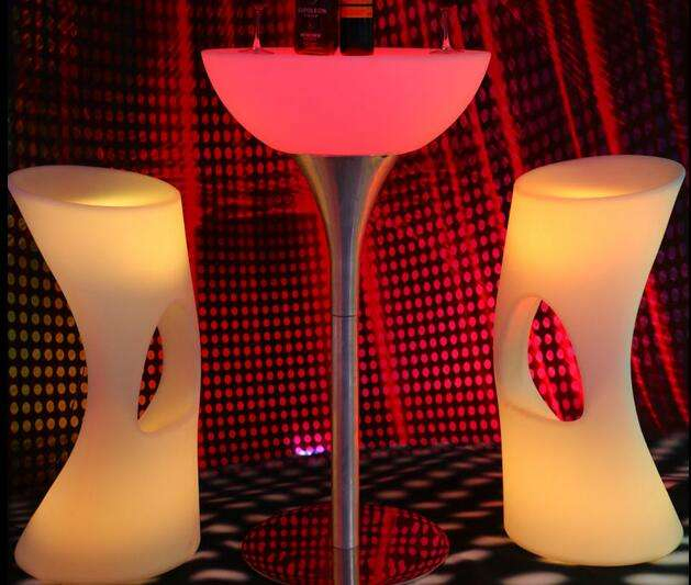 Vibrant RGB LED Outdoor Plastic Bar Stool for Events