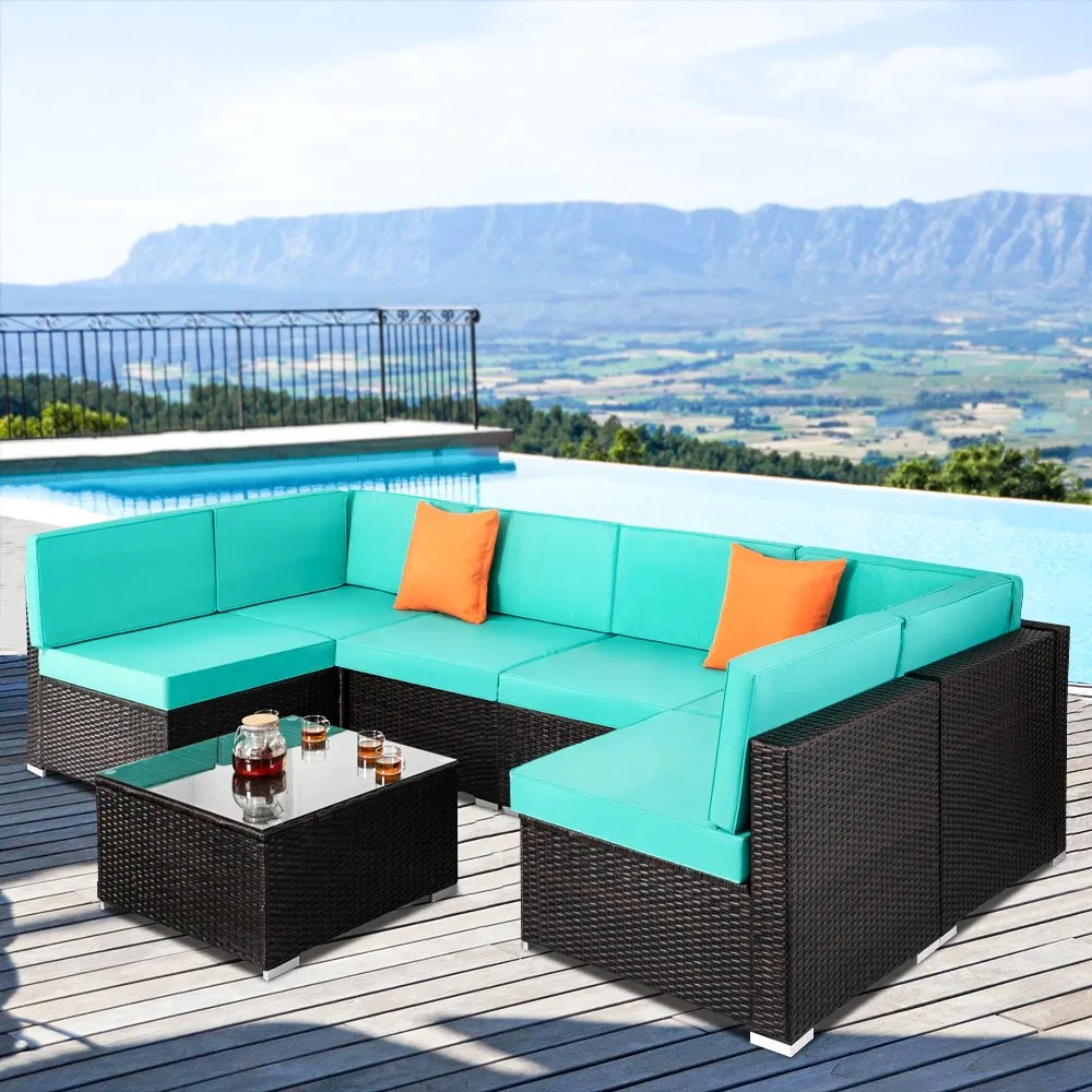 Top Selling Rattan Garden Furniture Weathered Teak Outdoor Sofa Modern Outdoor Furniture