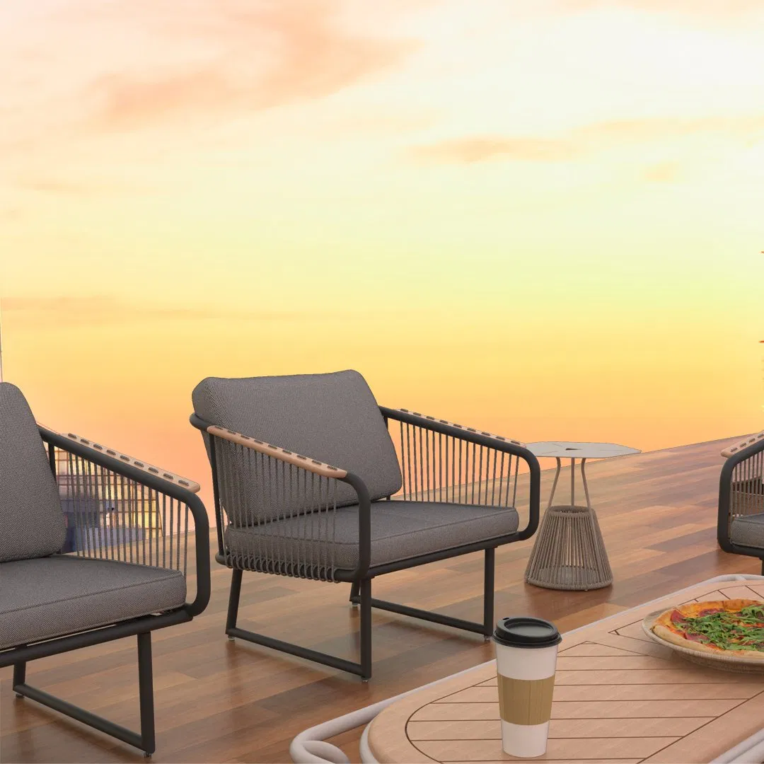 Luxury Modern Teak Wood Waterproof Outdoor Lounge Furniture Set Garden Patio Pool Outside Metal Outdoor Sofa Sectional Furniture