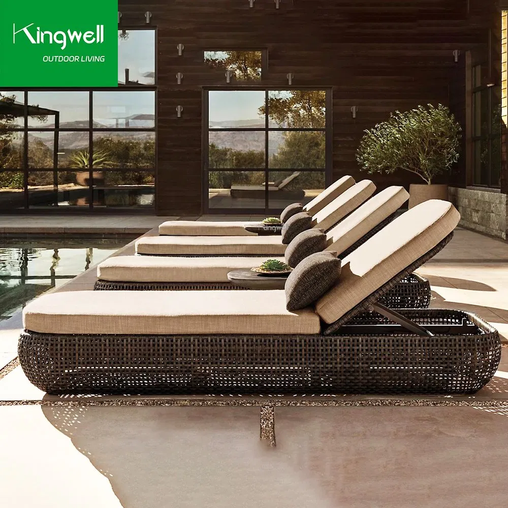 Modern Swimming Chaise Lounge Chairs Rattan Wicker Beach Sun Lounger for Villas Hotel