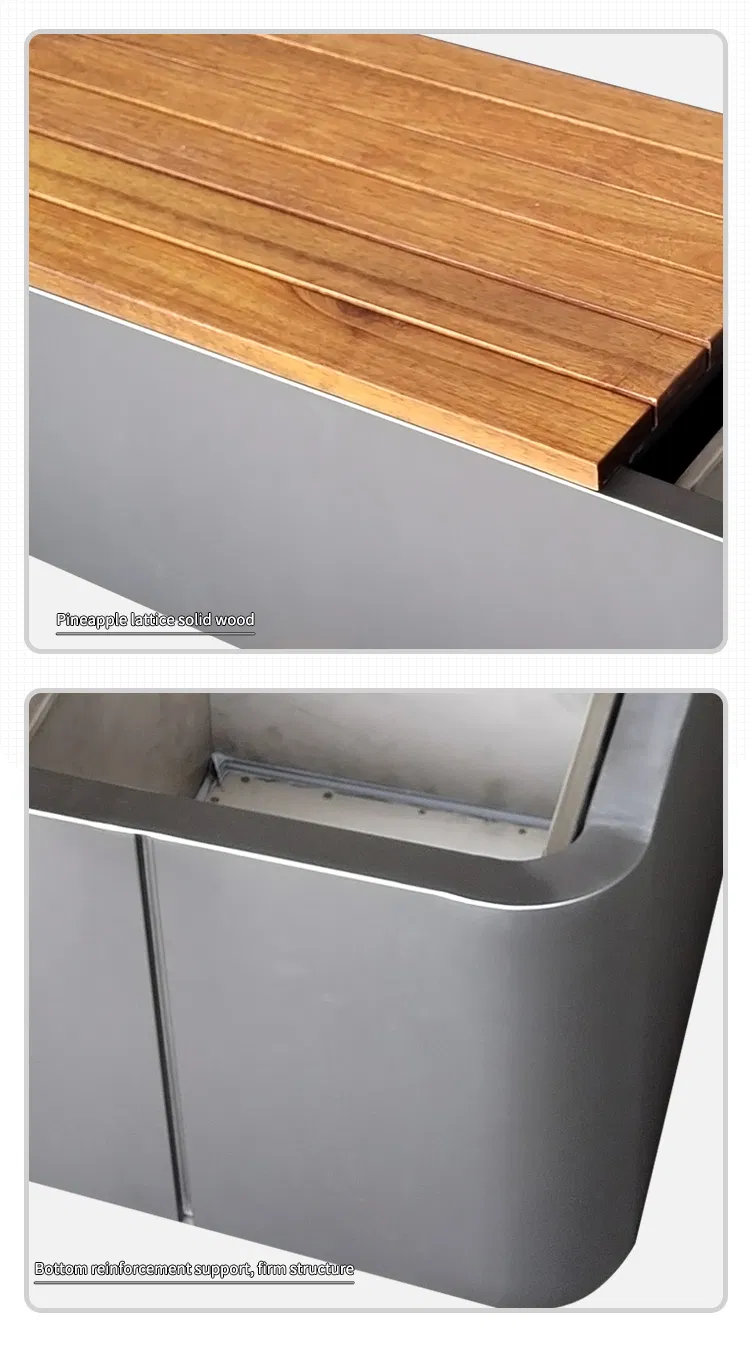 Metal Planter with Wood Bench 3