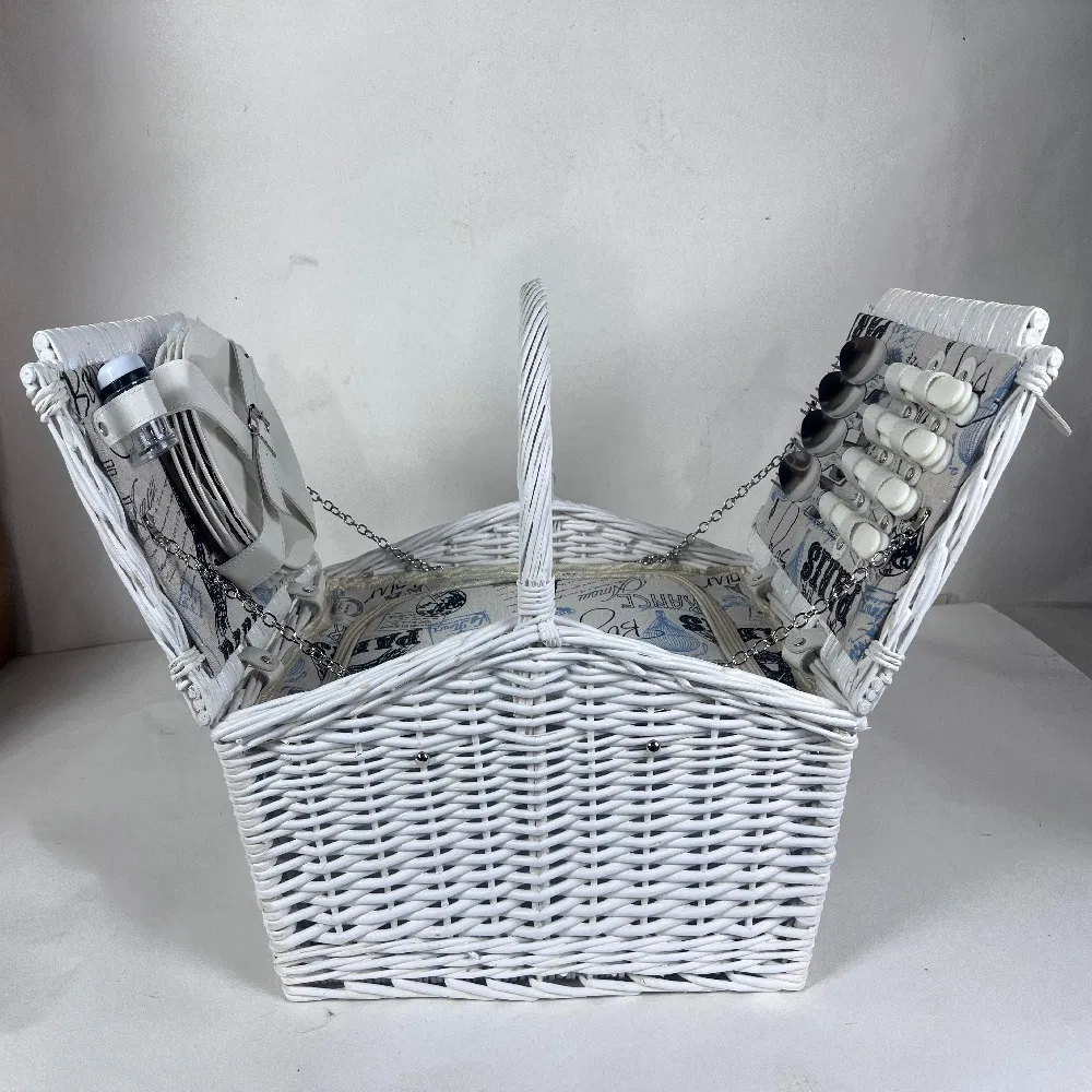 Elegant Mountain Shape Wicker Picnic Hamper Vintage Design Yamagata