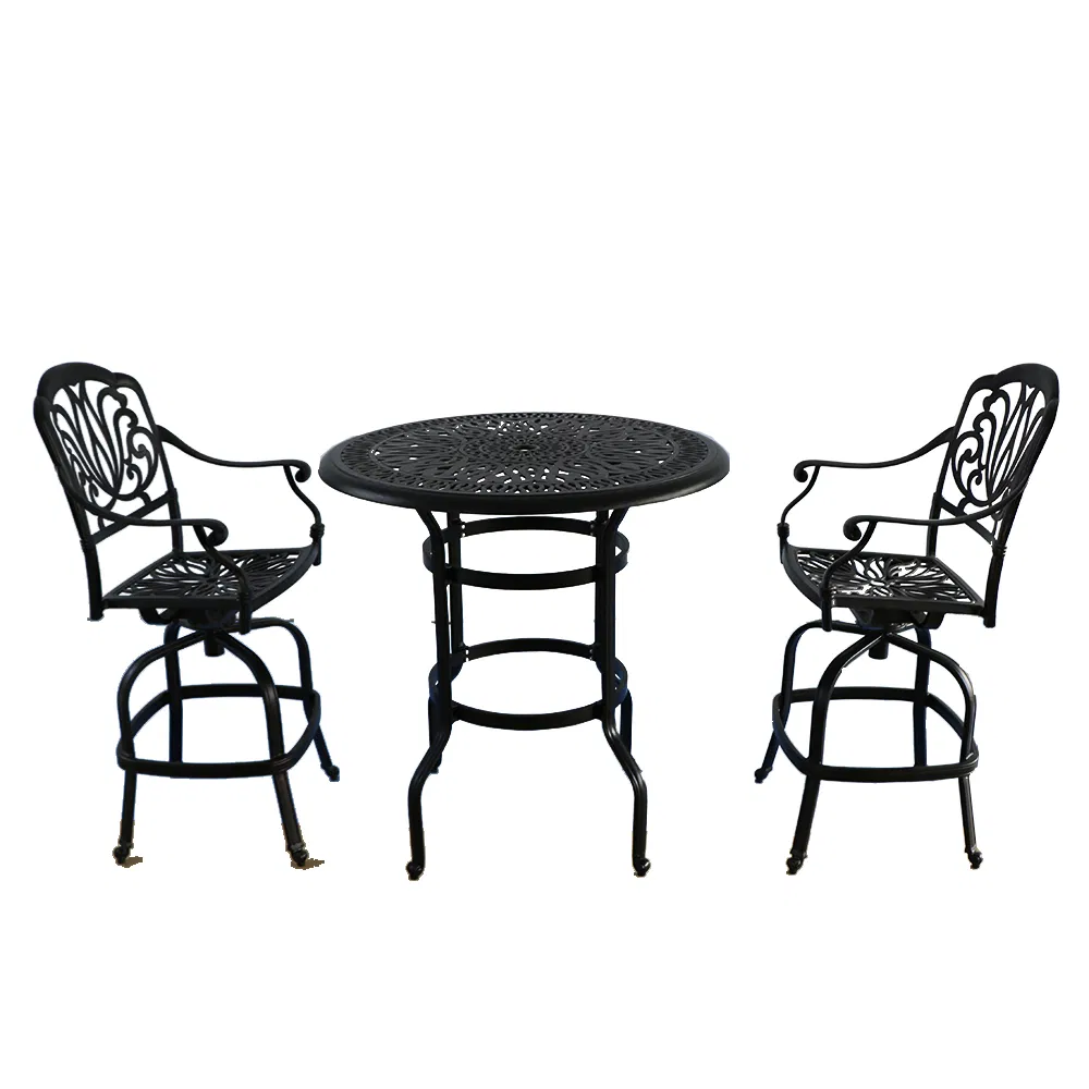New Design Brown Cast Aluminum Outdoor Bistro Bar Set