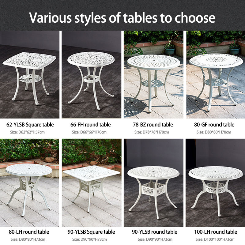 High Quality Garden Furniture Set White Cast Aluminum Patio Table and Chairs for Outdoor