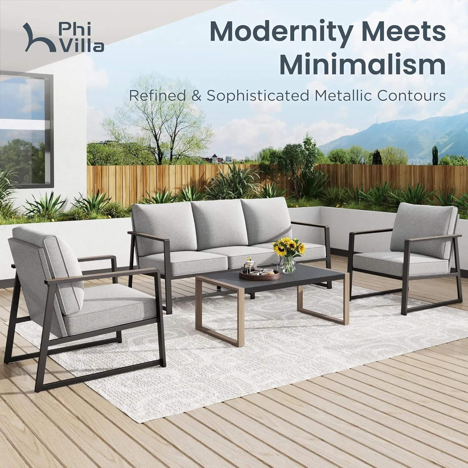 Outdoor Patio Furniture Set, All Weather Wicker Rattan Sectional Sofa Conversation Set