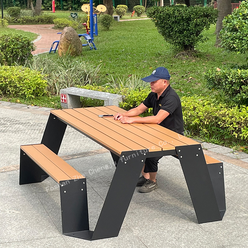 Outdoor Park Garden Aluminum Alloy Table and Chair Set Hotel Outdoor Teak Table and Chair Bench