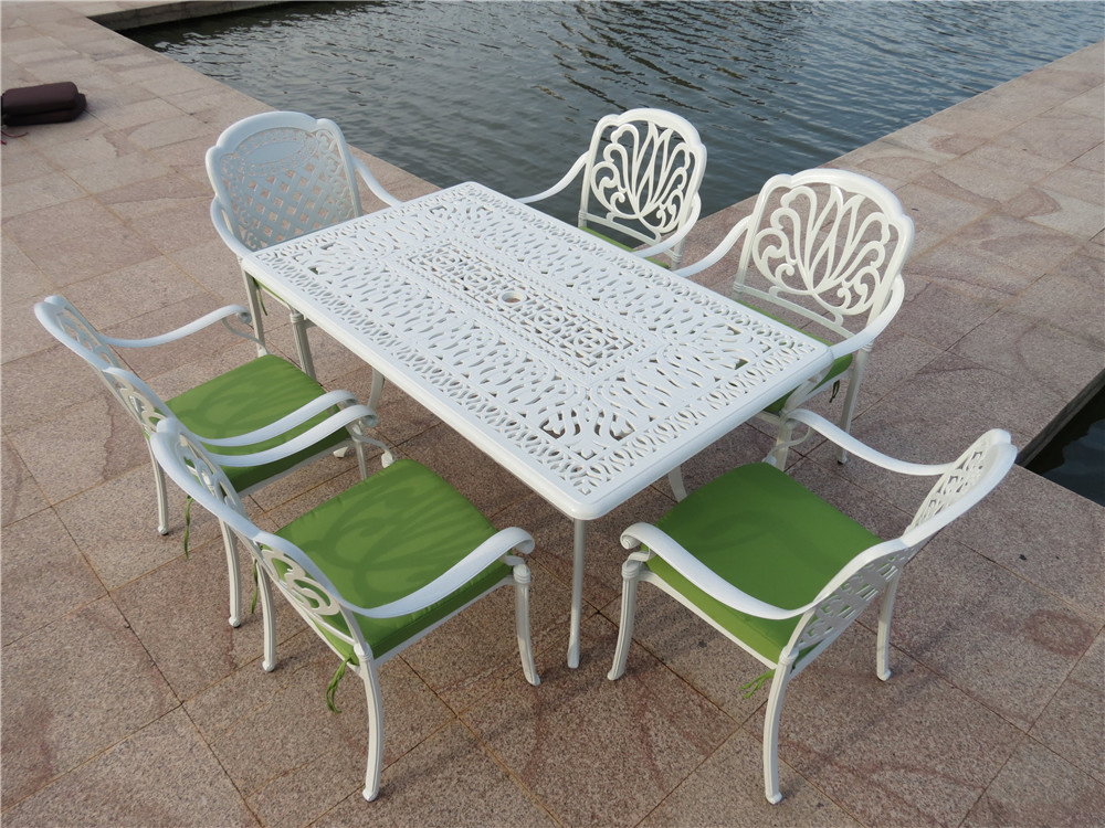 Die Cast Dining Table Garden Square Die Cast Aluminum Table Outdoor Home Furniture Modern Patio Long Table