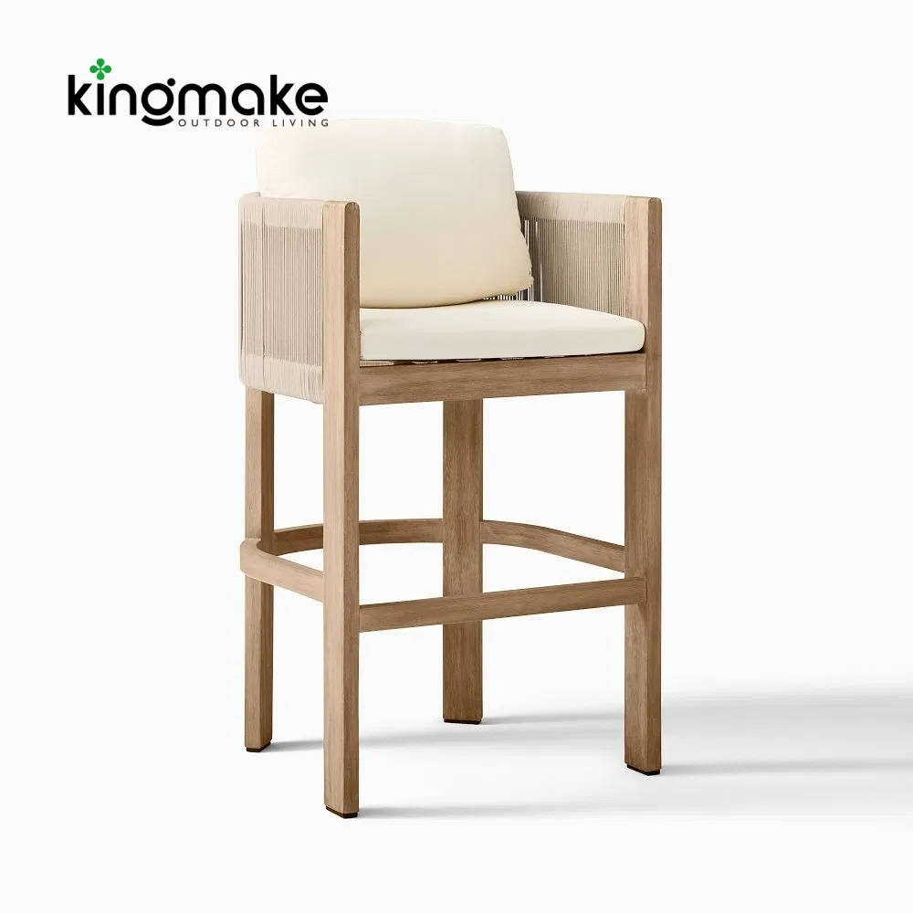 Commercial Bar Furniture Set Outdoor for Hotel Pool Teak Wood Bar Stools