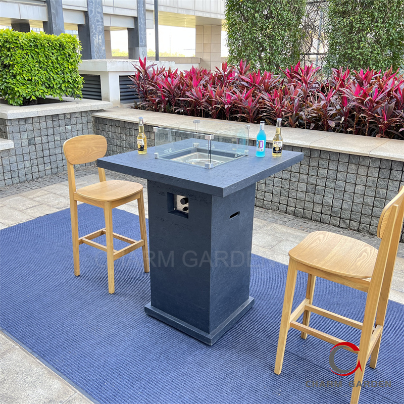 Gas Fire Pit Dining Table with Concrete Tabletop Czyl012
