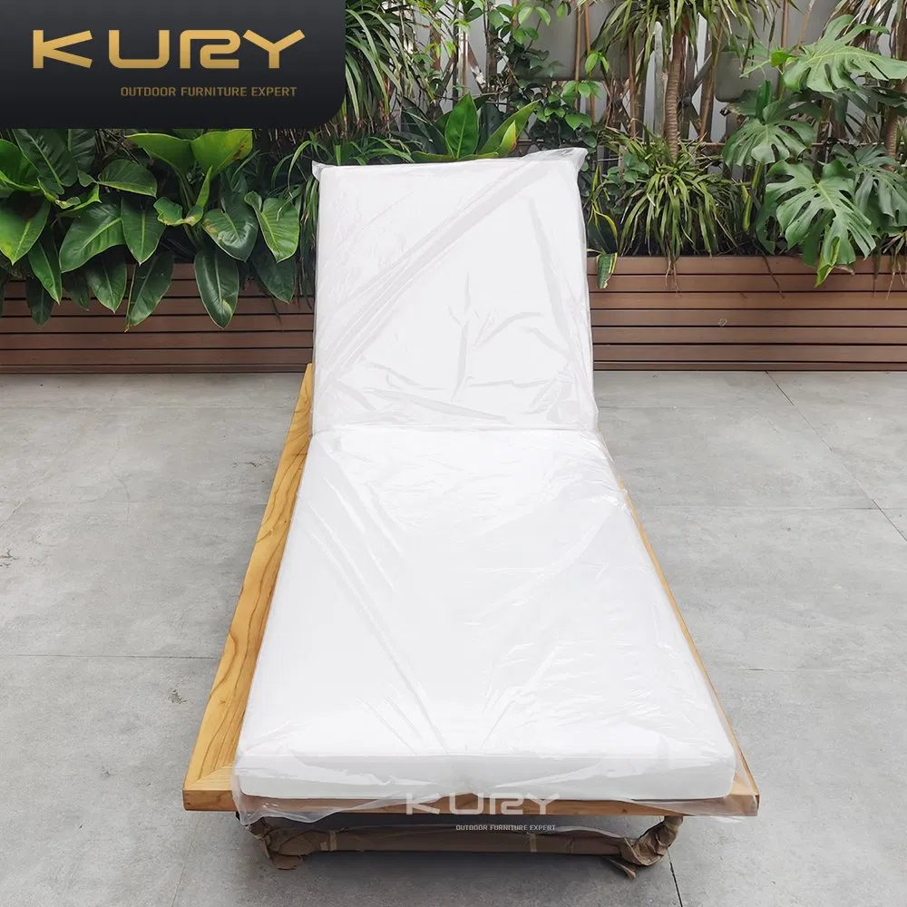Outdoor Furniture Beach Sun Lounger Wooden Modern Sunbed Patio Set Teak Wood Furniture Lounge Chaise