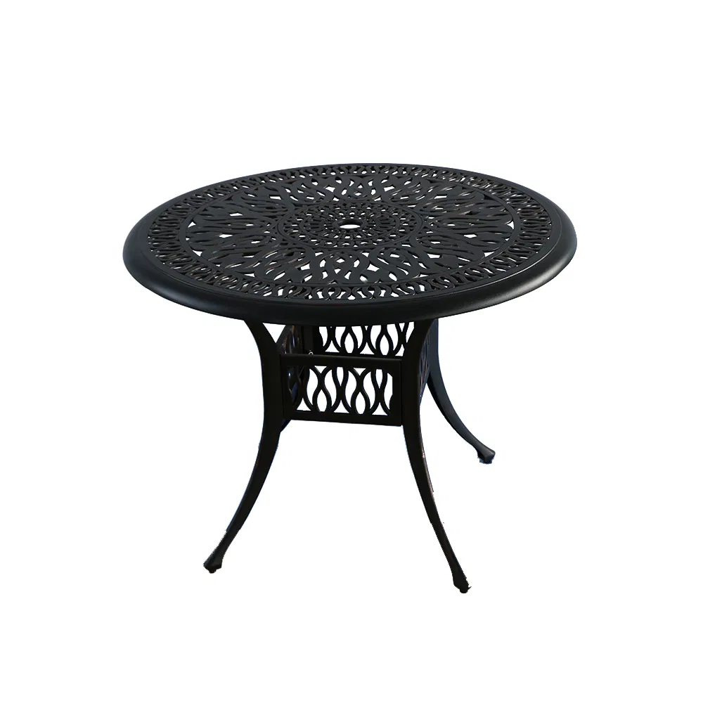 Cast Aluminium Black Garden Table Outdoor Patio Round Dining Table