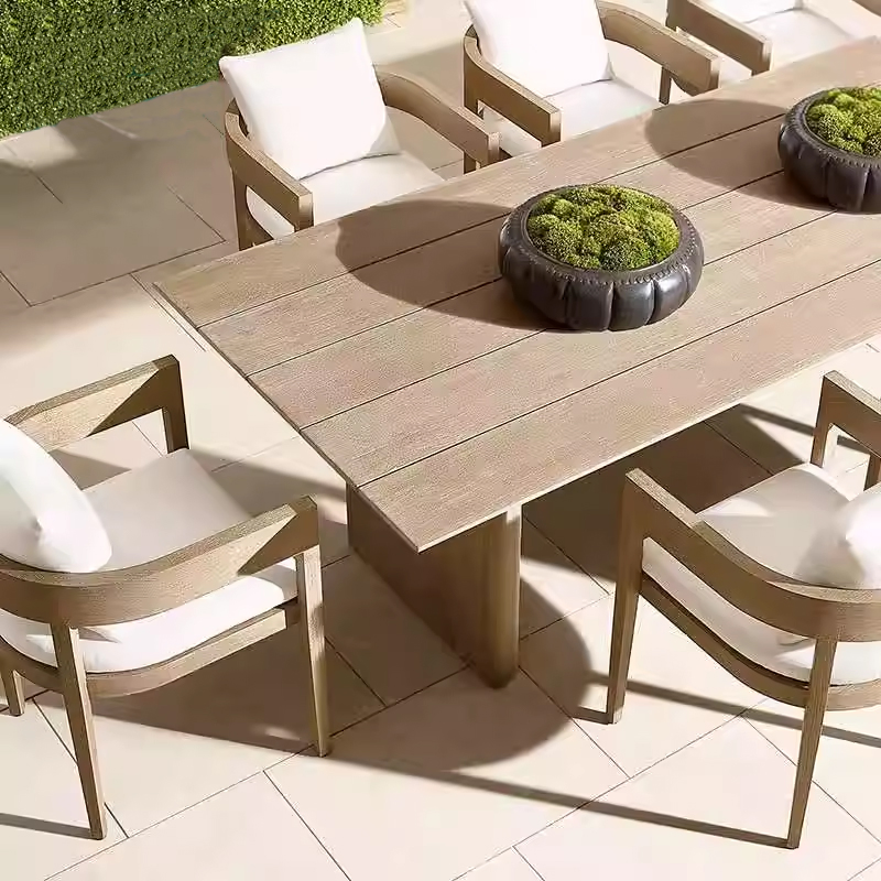 Customized Outdoor Teak Wood Furniture Set Courtyard Dining Chair and Table Garden Patio Furniture