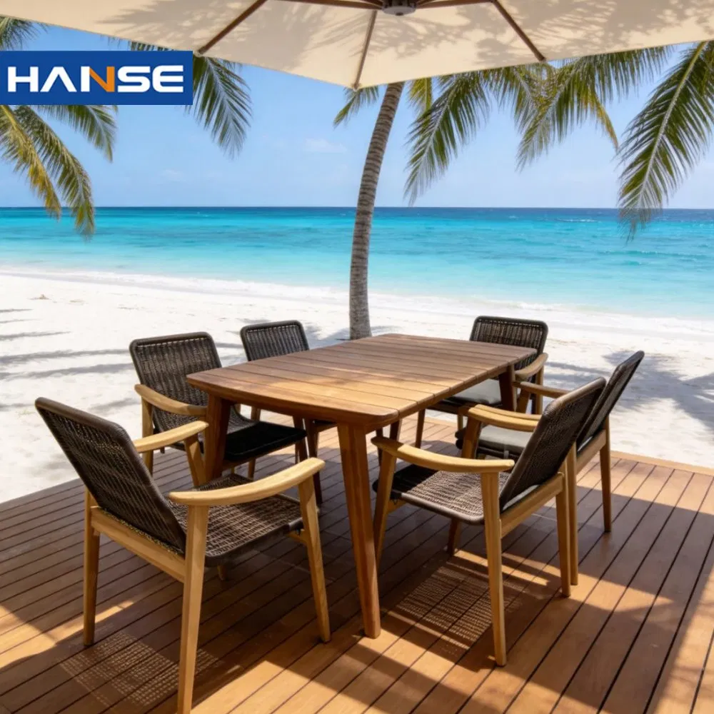 Nordic 6 Seater White Marble BBQ Table Fire Pit Set Garden Dining Table Set Rattan Modern Outdoor Dining Tables