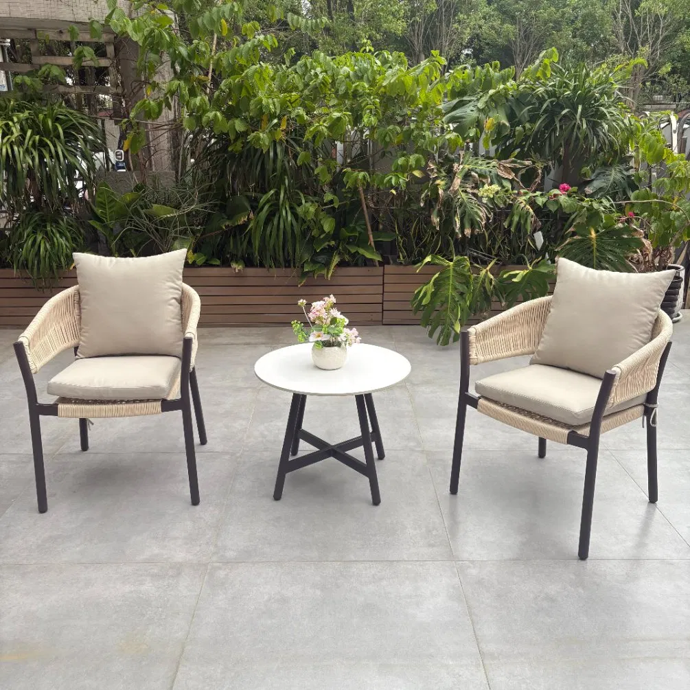Modern Design Fashion Waterproof Rope Aluminum Patio Furniture Garden Dining Set