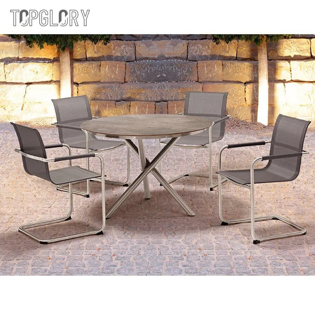 Outdoor Living Patio Furniture Dining Set 4 Piece Cast Aluminum Patio Furniture Conversation Set and Dining Table