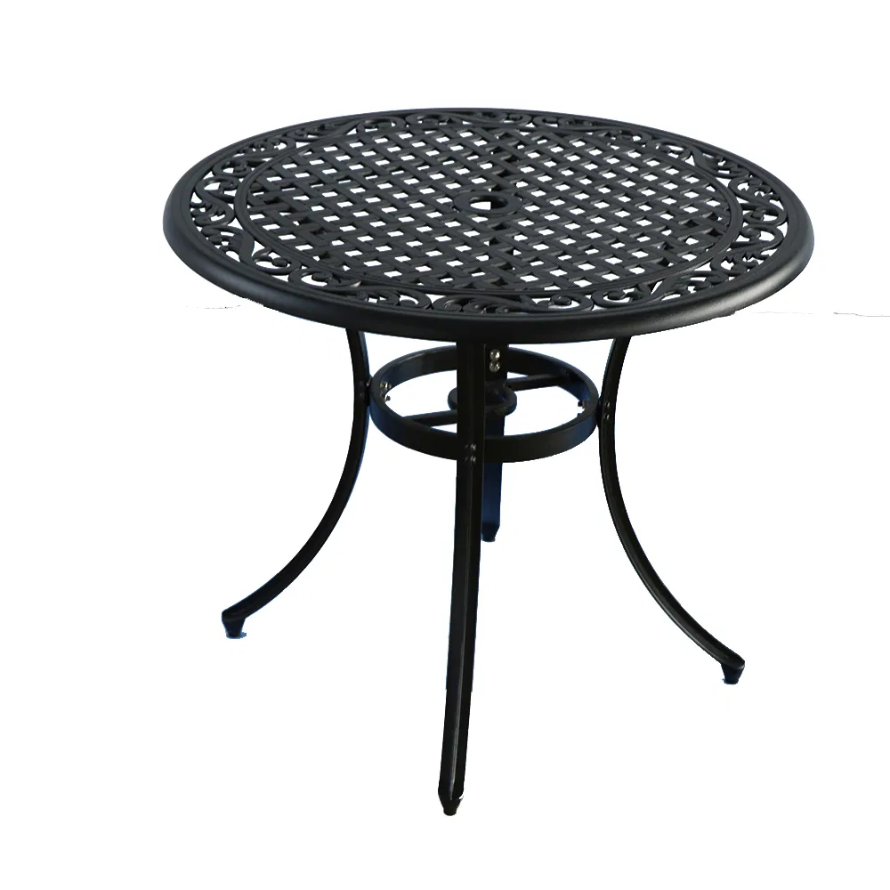 Cast Aluminium Black Garden Table Outdoor Patio Round Dining Table