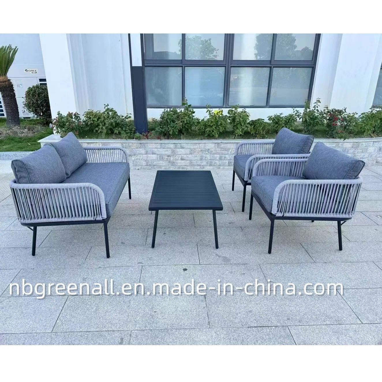 Rope Bistro Set Outdoor Furniture Garden Sofa Set with Rope Weaving