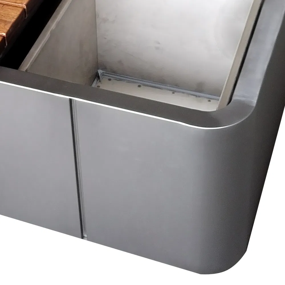 Large Square Galvanized Steel Planters Commercial Wood Bench Pot Flower Planter Outside Metal Planter for Public Park and Garden with Flower Pots Long Seating