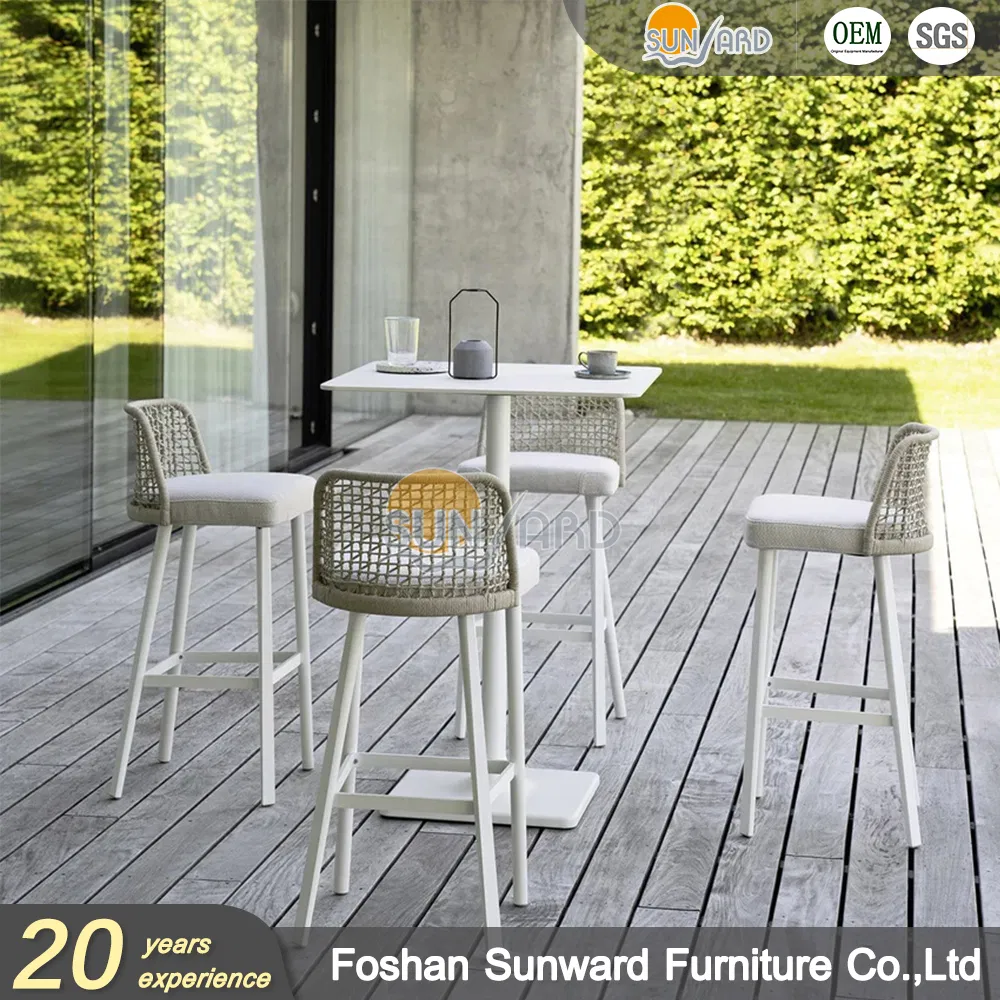 Outdoor Rope Garden Hotel Restaurant Aluminum Bar Chair Bar Stool