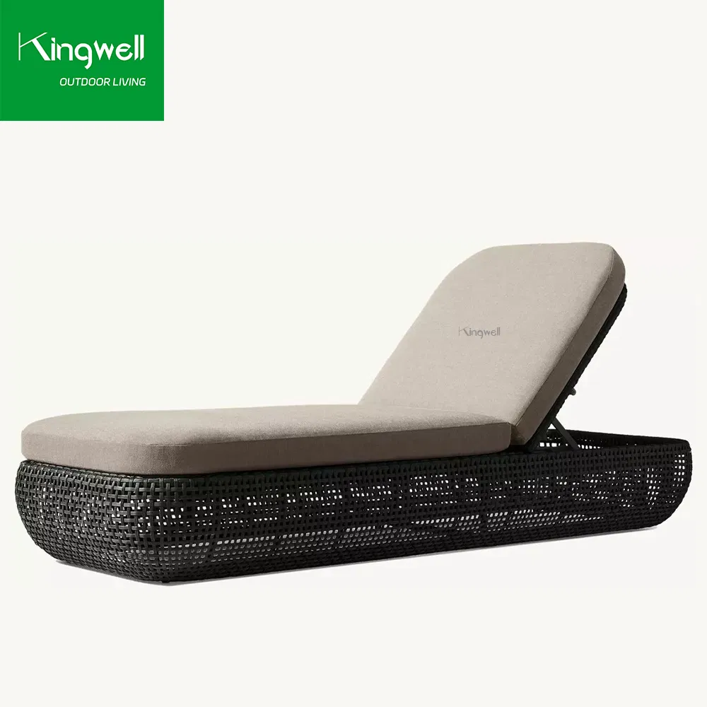 Modern Swimming Chaise Lounge Chairs Rattan Wicker Beach Sun Lounger for Villas Hotel