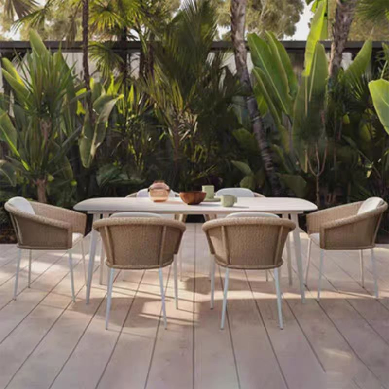 Outdoor Garden Table &amp; Chairs, All-Weather PE Wicker with Aluminum Frame, Waterproof Patio Furniture for Patio, Balcony