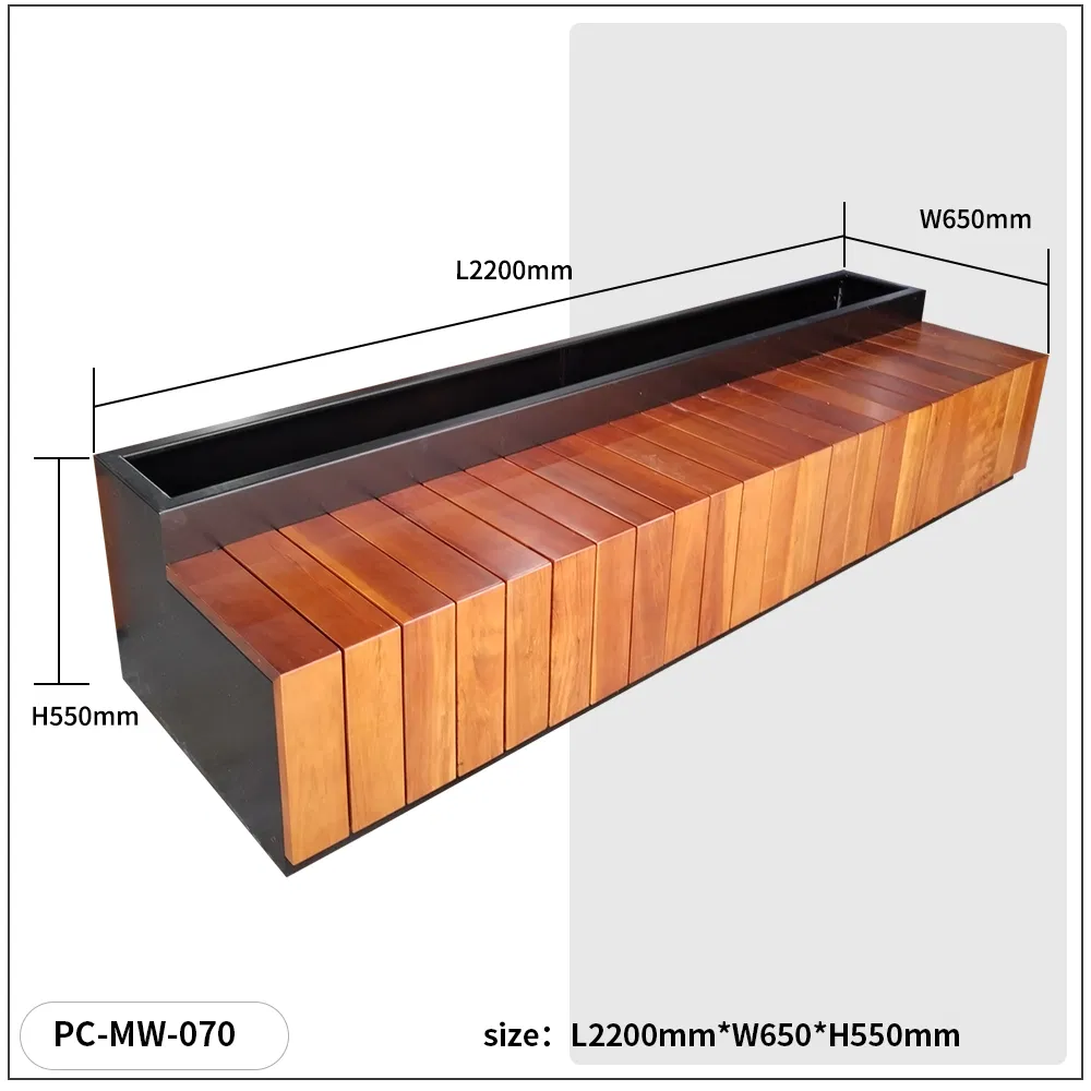 Wood Garden Flower Benches Chair Used Outdoor Wooden Bench with Planter Box for Shopping Mall Leisure Chair