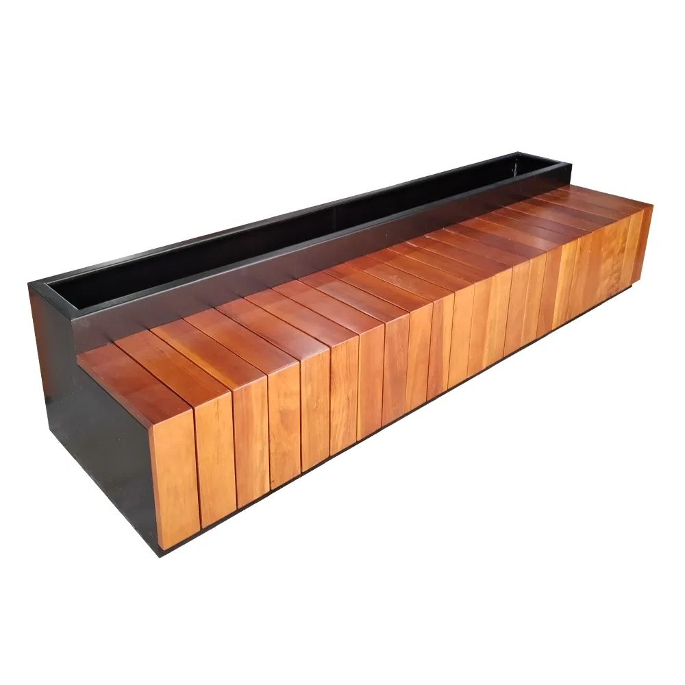Wood Garden Flower Benches Chair Used Outdoor Wooden Bench with Planter Box for Shopping Mall Leisure Chair