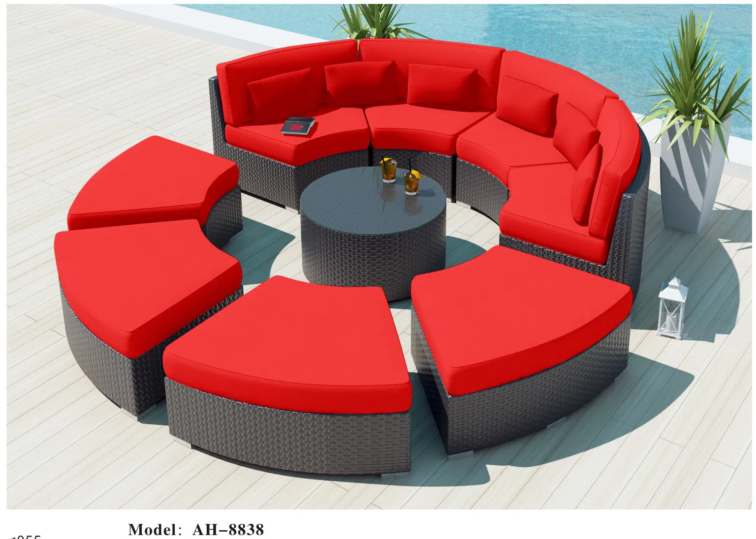 Modern Rattan Sofa Set Garden Furniture Wicker Outdoor Round Sofa Set Outdoor Furniture Sectional Sofa for Hotel Patio