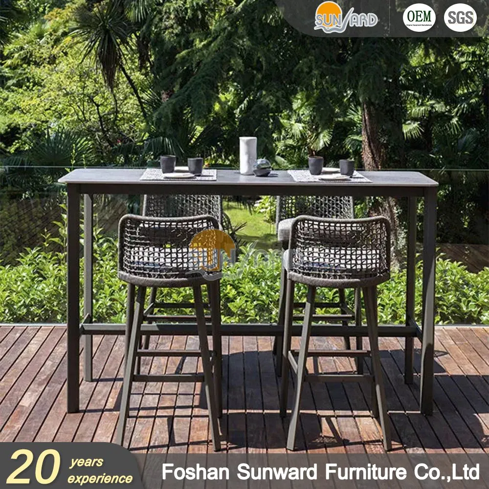Outdoor Rope Garden Hotel Restaurant Aluminum Bar Chair Bar Stool