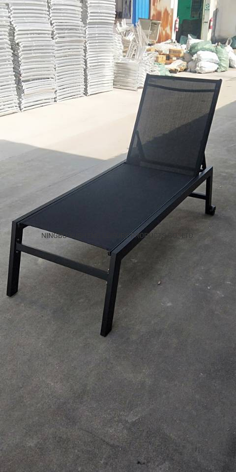 with Wheel Adjustable Gear Position Sun Lounger Outdoor Chaise Lounge