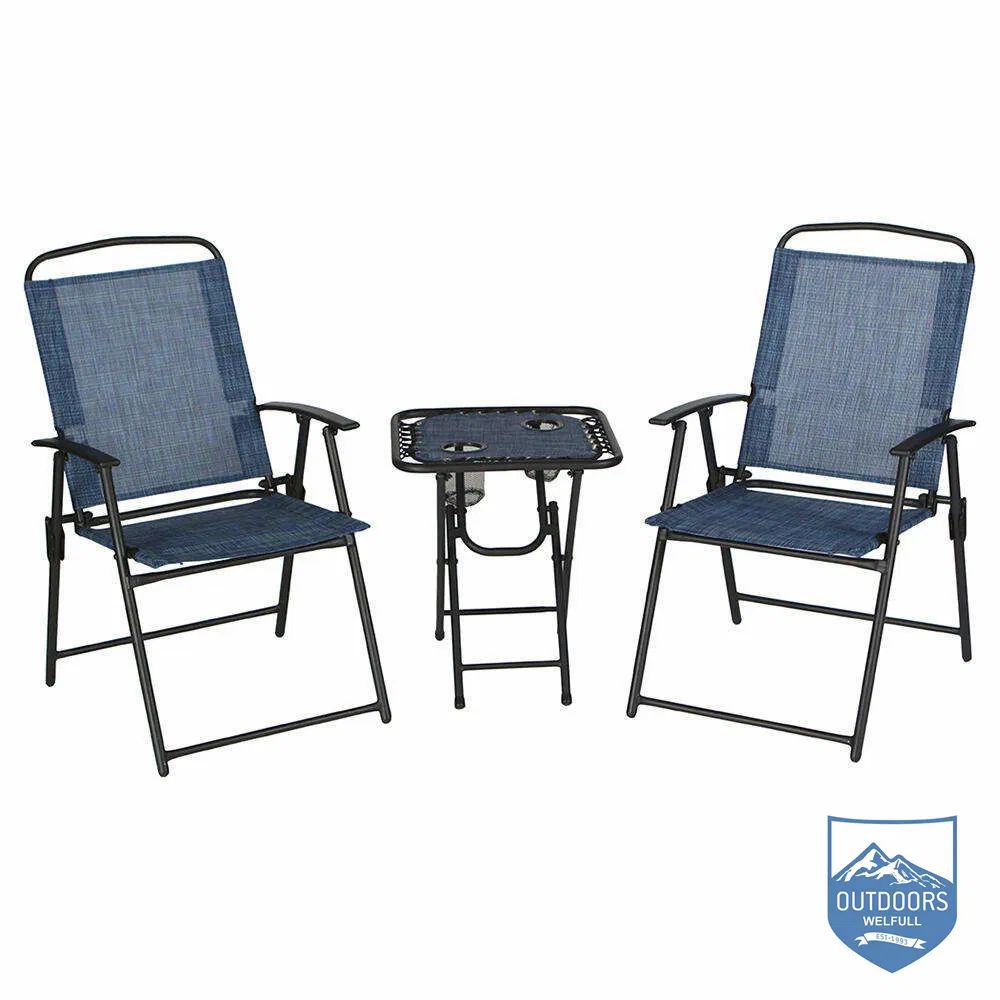 Patio Bistro Set Outdoor Garden Furniture Folding 3 Piece Seating Patio Set