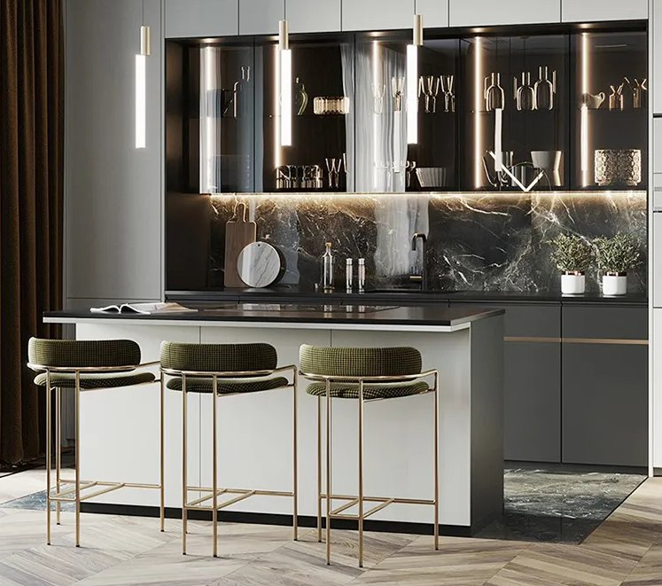 Nordic Luxury Faux Leather Bar Stools for Outdoor Dining