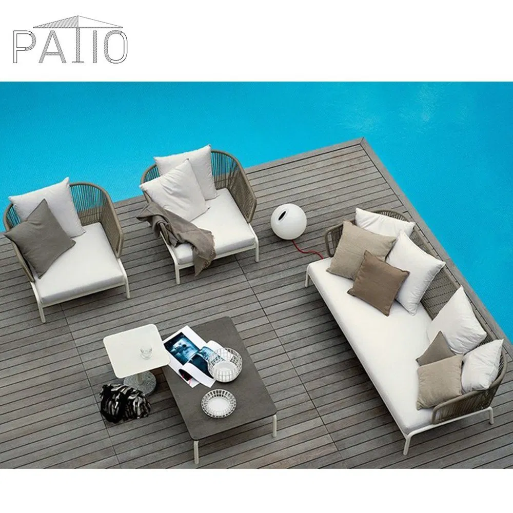 Foshan Wholesale Custom Garden Outdoor Synthetic Rattan Corner Sofa Cushions Set Outdoor Garden Wicker Patio Sectional Sofa