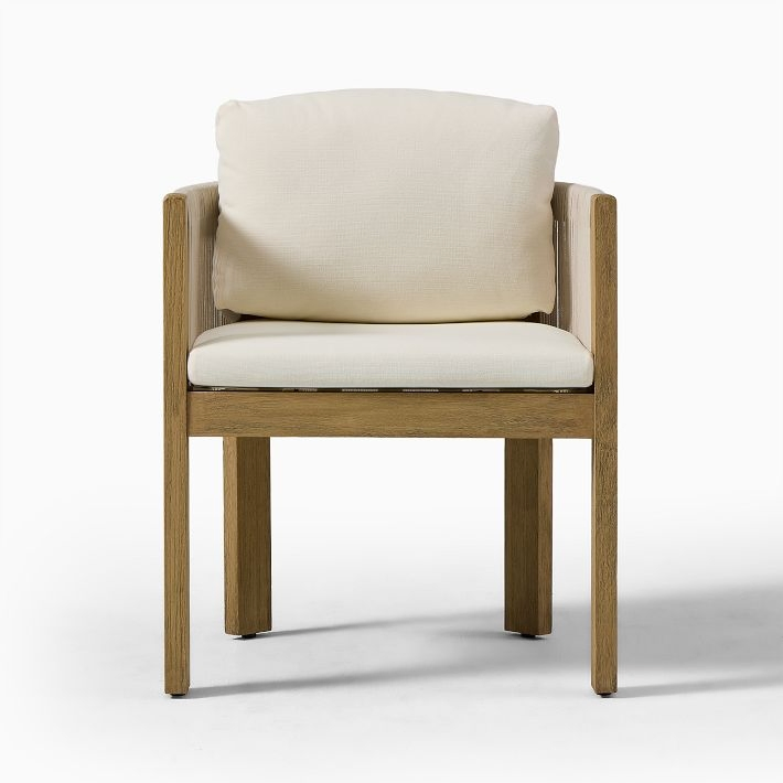 Modern Outdoor Dining Table Set Premium Teak Dining Table with Braided Rope Chairs Outdoor Furniture