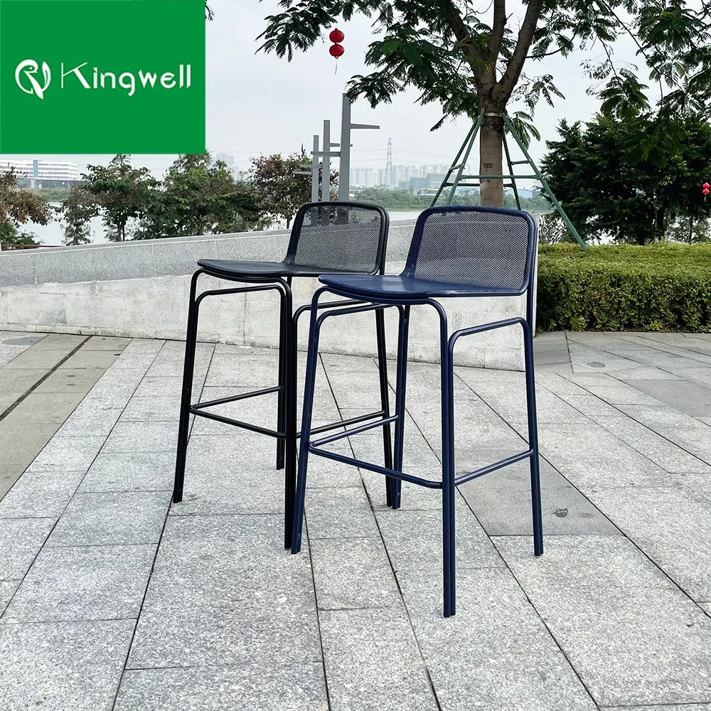 All Weather Outdoor Furniture Metal Bistro High Chairs Patio Bar Stools