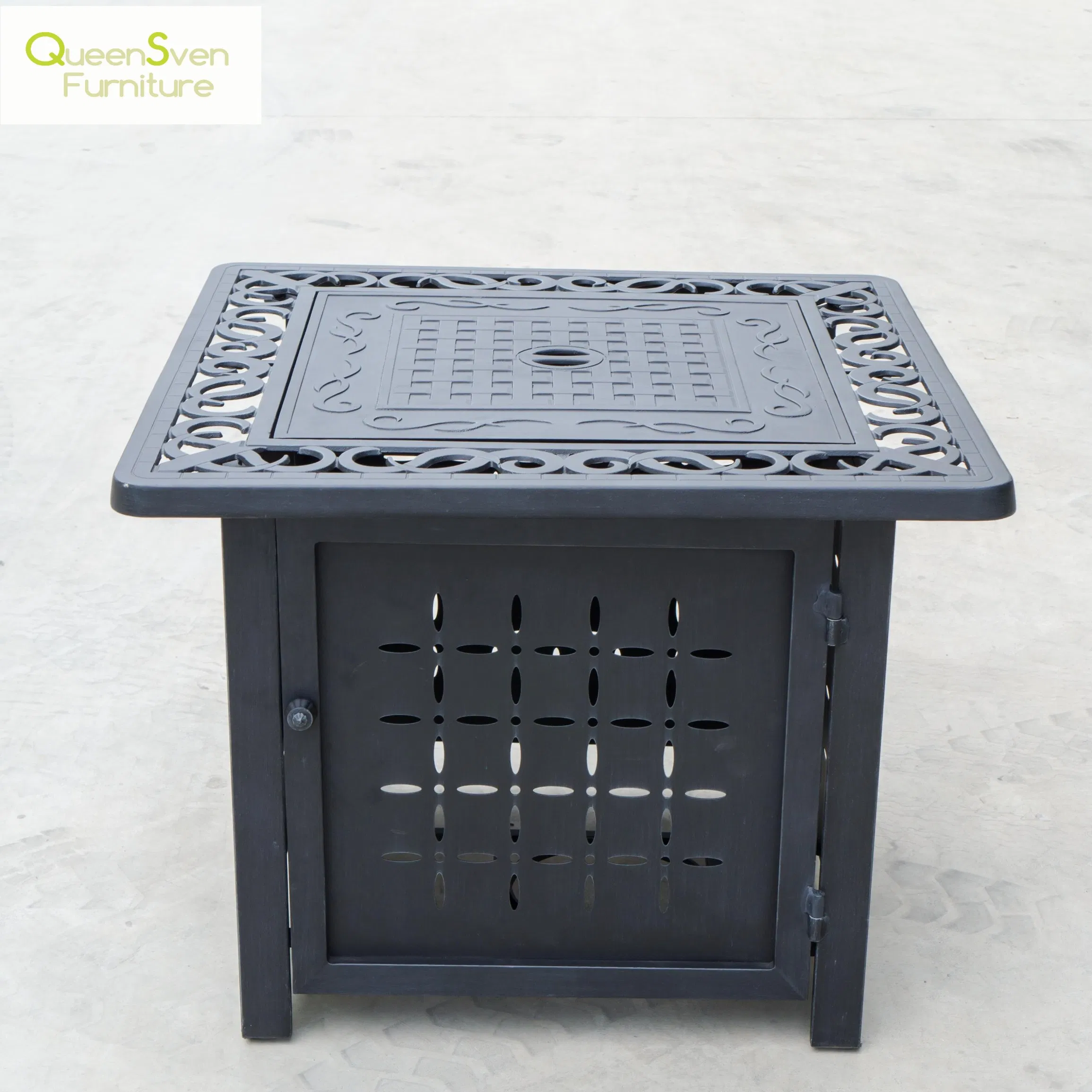 Functional Outdoor Square Dining Table with Cast Aluminium Fire Pit