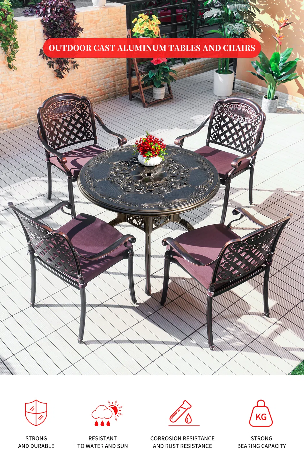 Outdoor Cast Aluminum Table Set