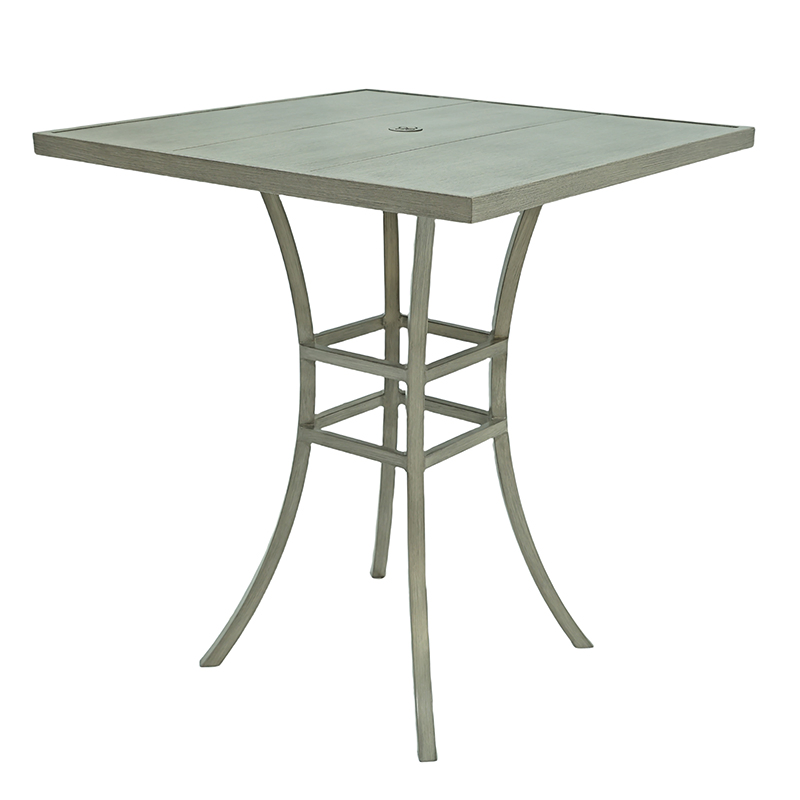 Modern Furniture Outdoor Backyard/Patio Garden Slate Grey 2-Piece Square Metal/Aluminum Dining Table Set with 2 Arm Chairs