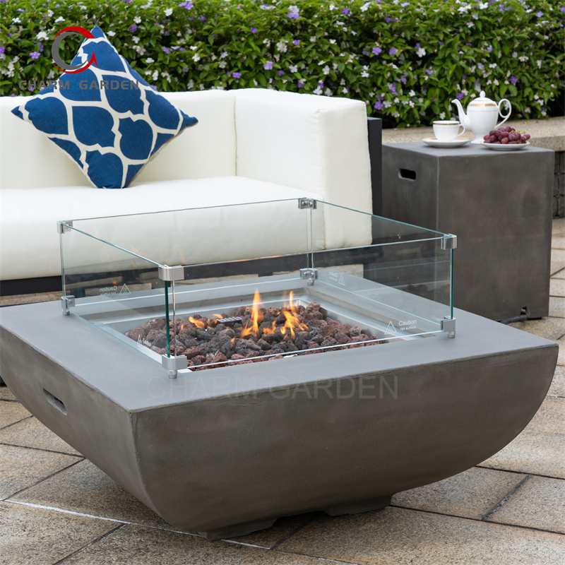 Outdoor Furniture Luxury Fire Pit Table Patio Dining Table with Fire Pit