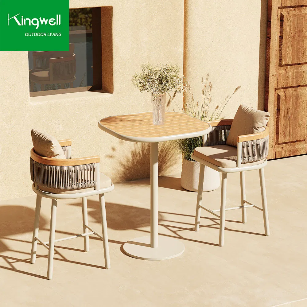Kingwell Outdoor Furniture Aluminum Dining Bar Stools for Cafe Restaurant Villas