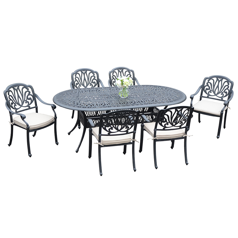 Cast Aluminum Patio Furniture Outdoor Garden Furniture 44X86"Elizabeth Oval Dining Table