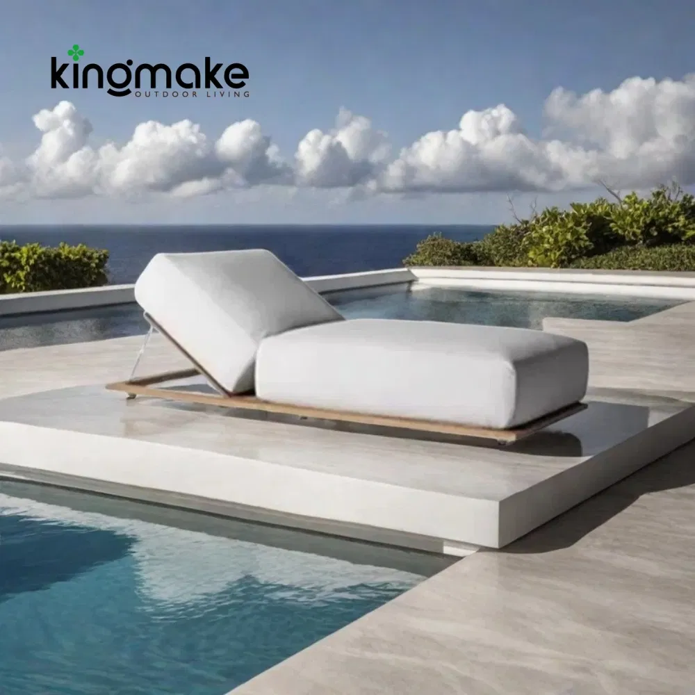 Luxury Teak Wood Outdoor Garden Furniture Chaise Lounge for Seaside Vacation