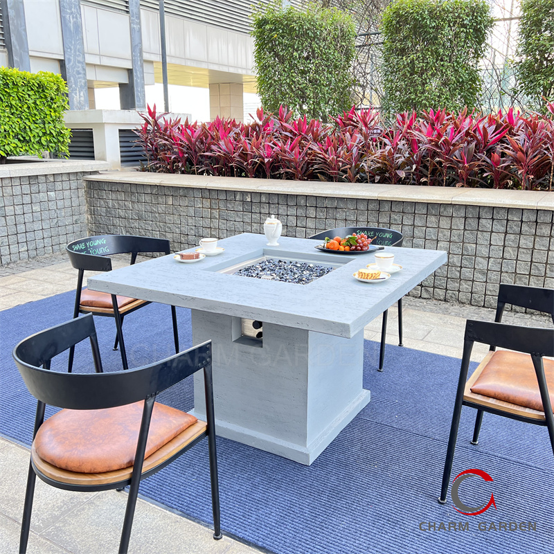 Czyg122 Fire Pit Dining Table-Light Grey