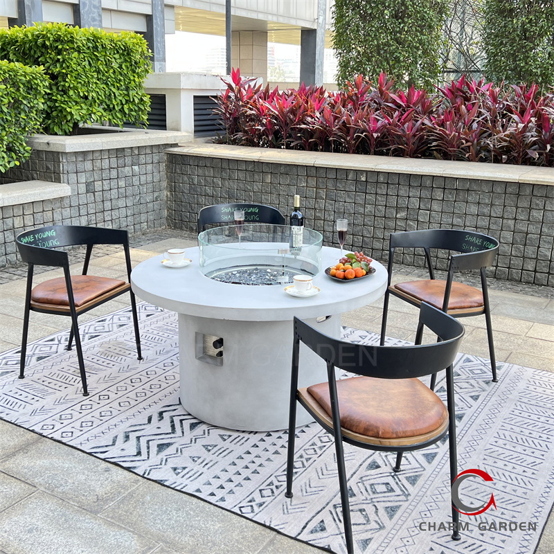 Modern Garden Furniture Dining Concrete Fire Pits Table Concrete Table