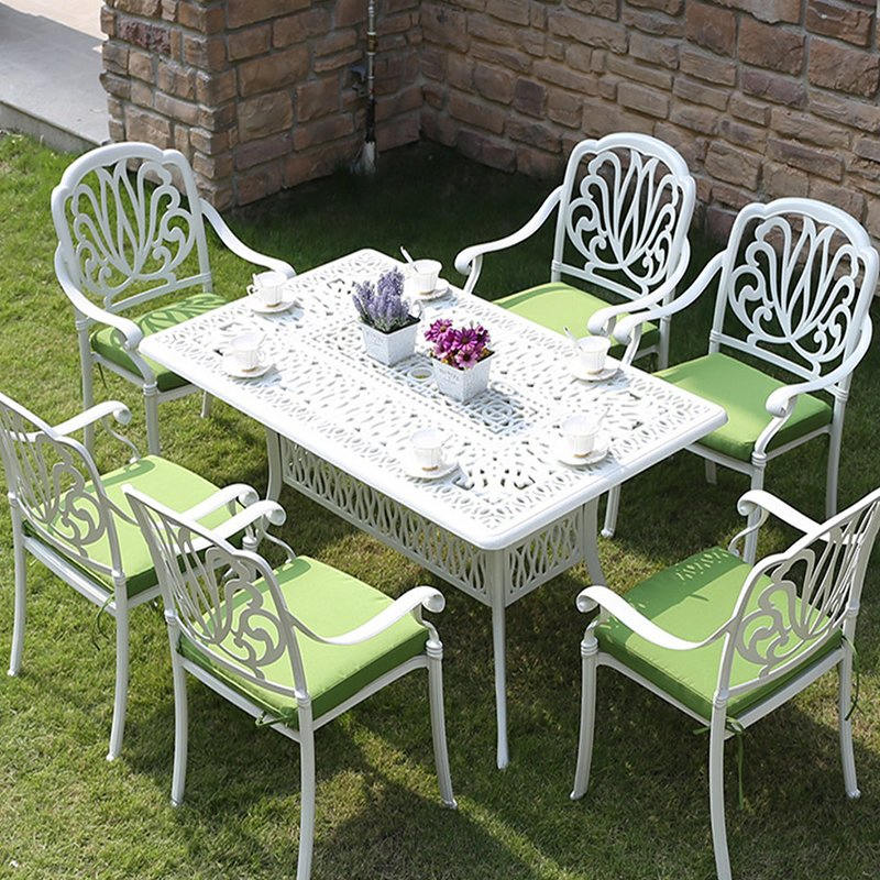 Die Cast Dining Table Garden Square Die Cast Aluminum Table Outdoor Home Furniture Modern Patio Long Table