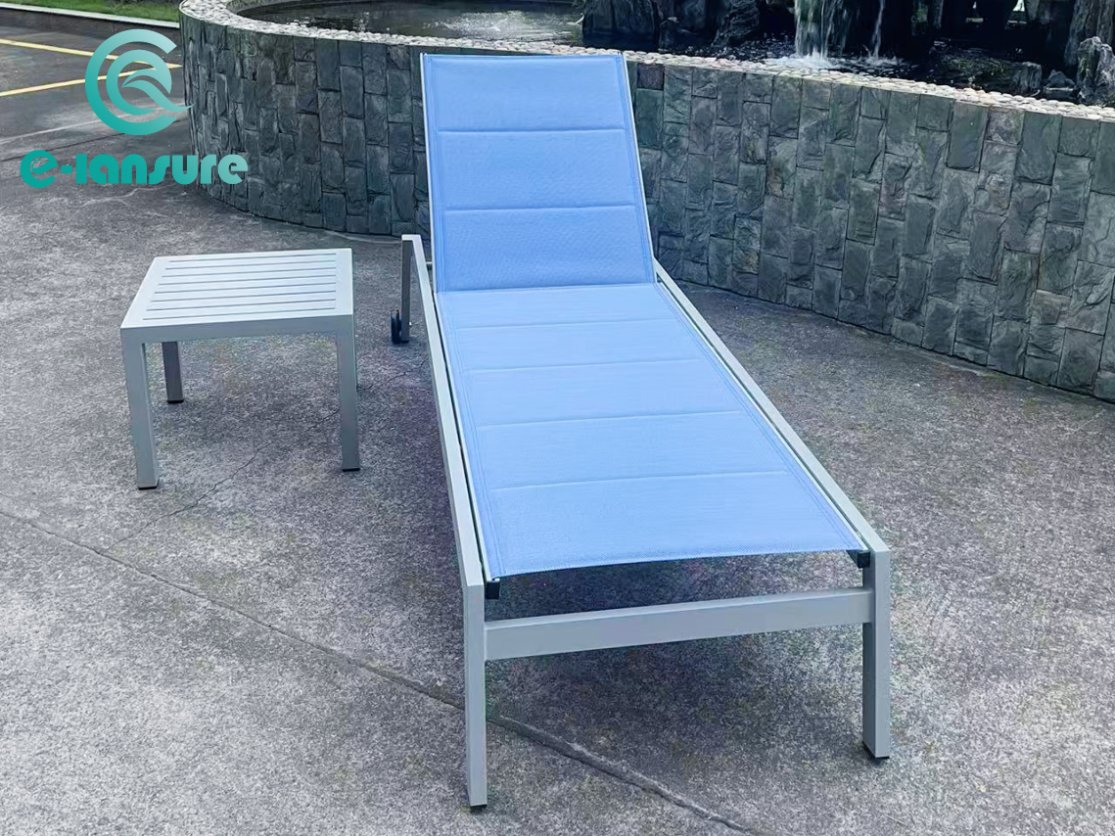 Guangdong Factory Outdoor Garden Aluminum Furniture Waterproof Fabric Sun Bed Beach Textiline Chaise Lounge Chair Poolside Wholesale Sun Lounger Price Leisure